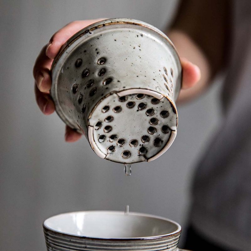 Kerámia Bögre Csésze Szűrővel Ideális Irodai Otthoni Mázas Tetővel Tea Kávéhoz Porcelán Vizes 330 Ml