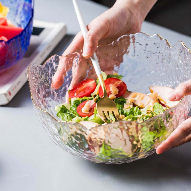 Kreatív Átlátszó Üveg Gyümölcstál Európai Modern Desszerttál Zöldség Salátatál