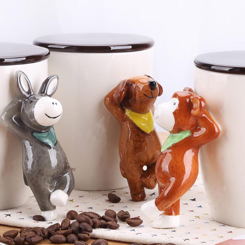 Kreatív Kerámia Állatbögre Személyre Szabott Háztartási Kanál Csésze Pár Tejes Kávés Irodai