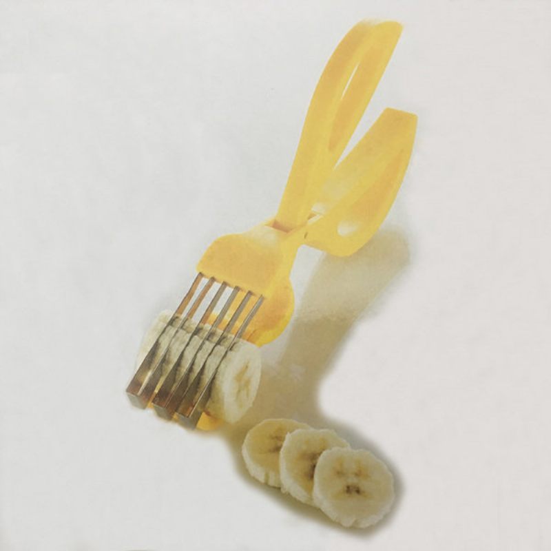 Kreatív Salátakészítő Eszköz Banánosztó Olló Gyümölcsszeletelő Banánszeletelő