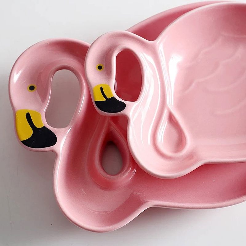 Porcelántányér Flamingó Alakú Üreges Edény Rizses Snackekhez Elegáns Tálca Szabálytalan