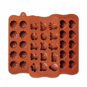 Több Alakú Sütőforma 15 Lyukú Szilikon Csokoládé Cukorka Puding Zselé Nyalóka Barkácsformával