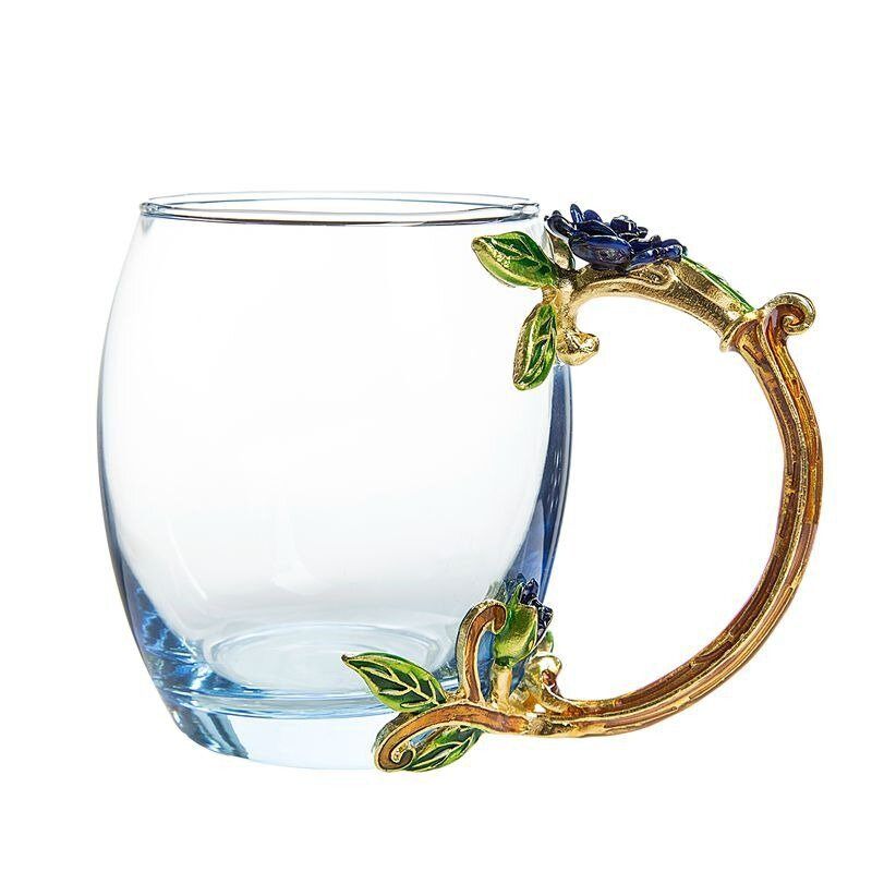 Zománcozott Csésze Ajándék Virág Teáscsésze Üveg Teás Bögre Kávéscsésze Kanállal