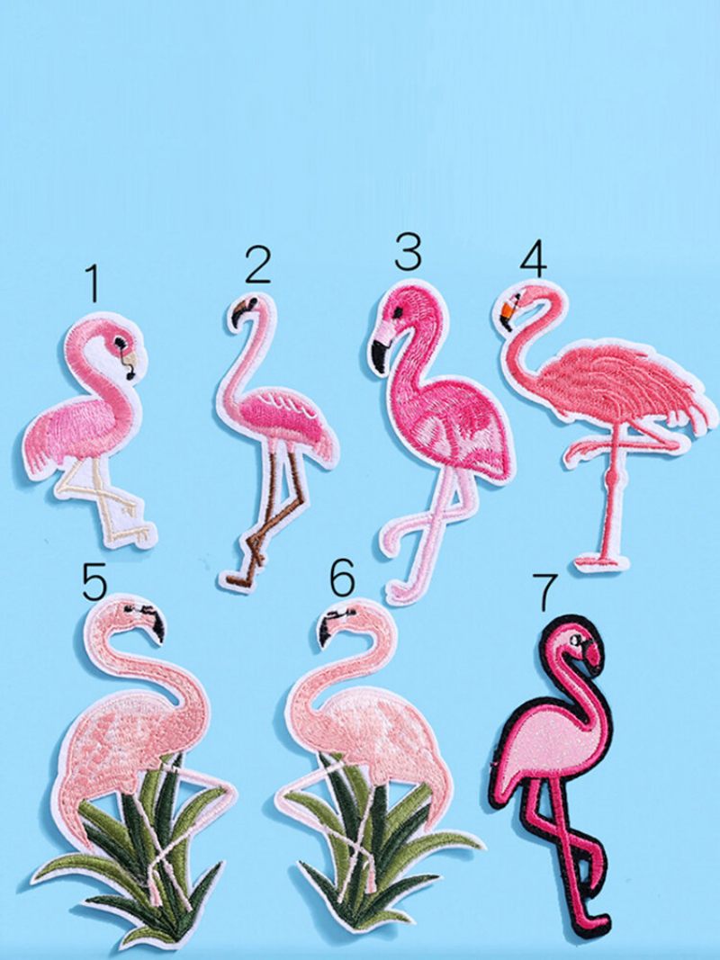 1 Db Piros Fehér Hímzés Flamingó Ruha Paszta / Barkács Ruházati Dekorációs Kiegészítők Tapasz