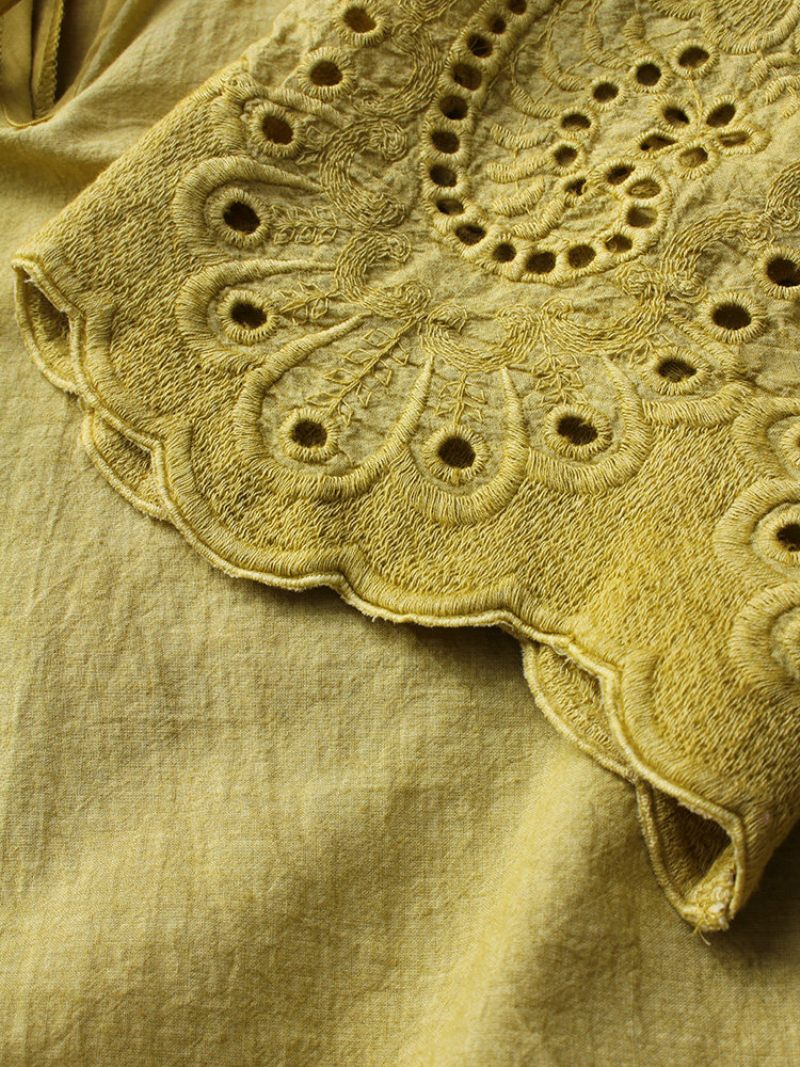 Bandage Üreges Hímzésű Fűzős Félujjú Vintage Blúzok