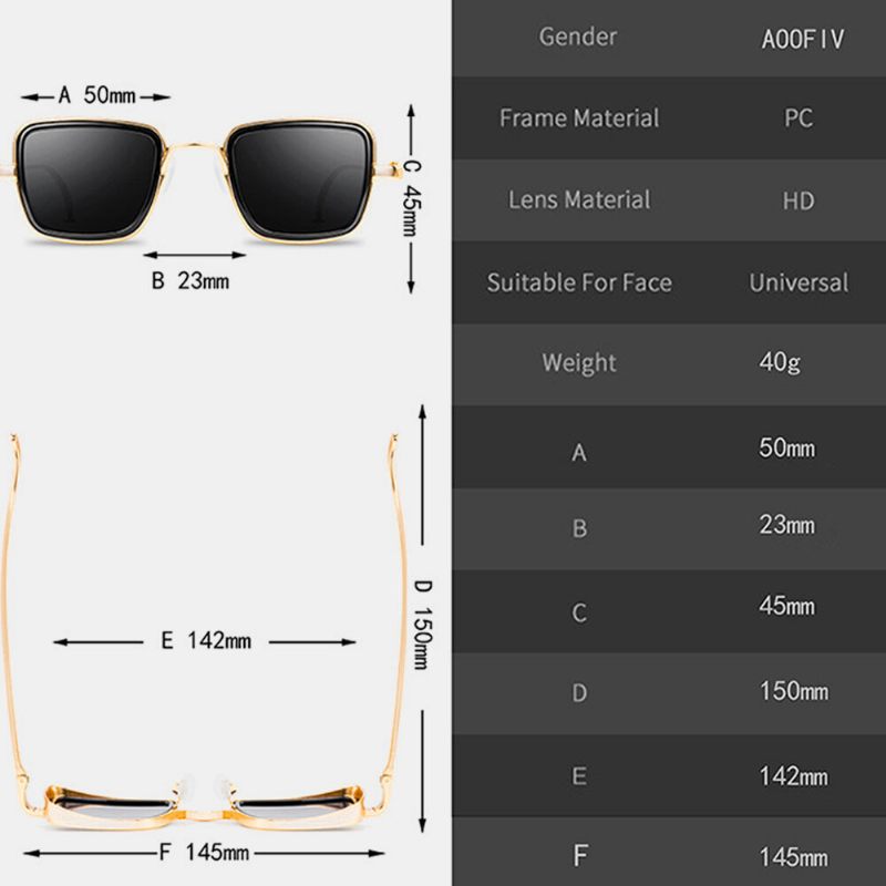 Férfi Retro Thick Edge Fémkeretes Trendi Napszemüveg