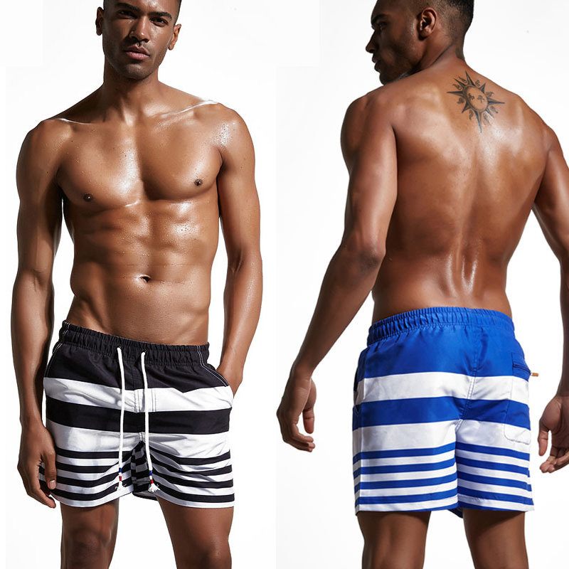 Naval Style Beach Seaside Loose Stripes Surf Board Shorts Férfiaknak