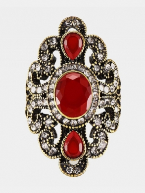 Vintage Ujjgyűrűk Drágakő Strasszkő Üreges Ovális Geometrikus Gyűrűk Etnikai Ékszerek Nőknek