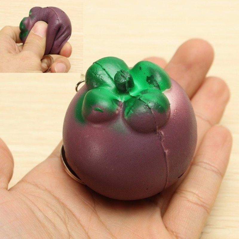 5.5 cm Squishy Mangosztán Trópusi Gyümölcs 5.5*5 cm Kulcstartó Telefontáska Szíjas Medál Ajándék