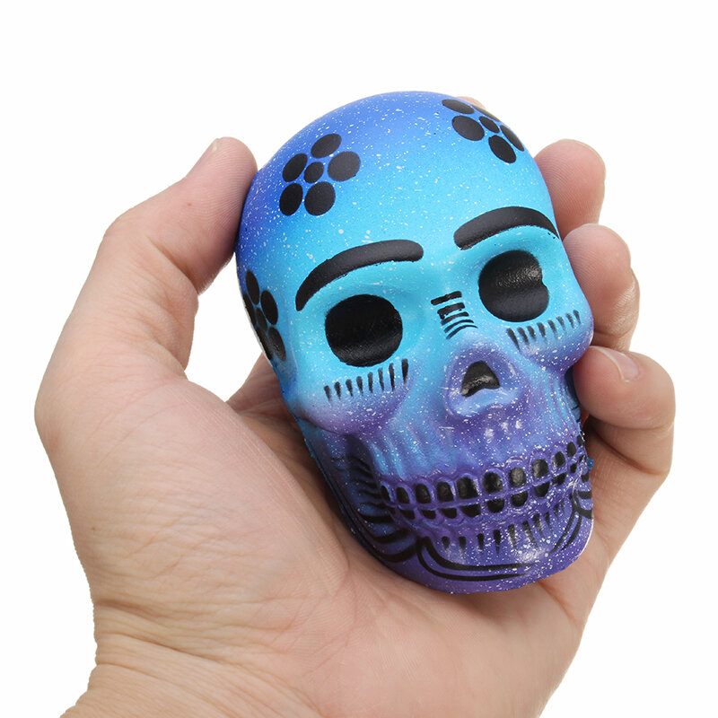 Chameleon Squishy Koponya Csontváz Fej 10 cm Halloween Dekor Lassan Emelkedő Csomagoló Ajándékjátékkal