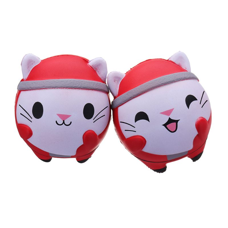 Kawaii Christmas Cat Squishy Puha Lassan Emelkedő Csomagoló Kollekciós Ajándékjáték