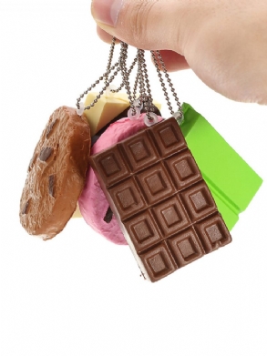 Kawaii Squishy Tag Toys Crack Chocolate Bar Biscuit Cracker Sound Collection Ajándék Dekor Játék