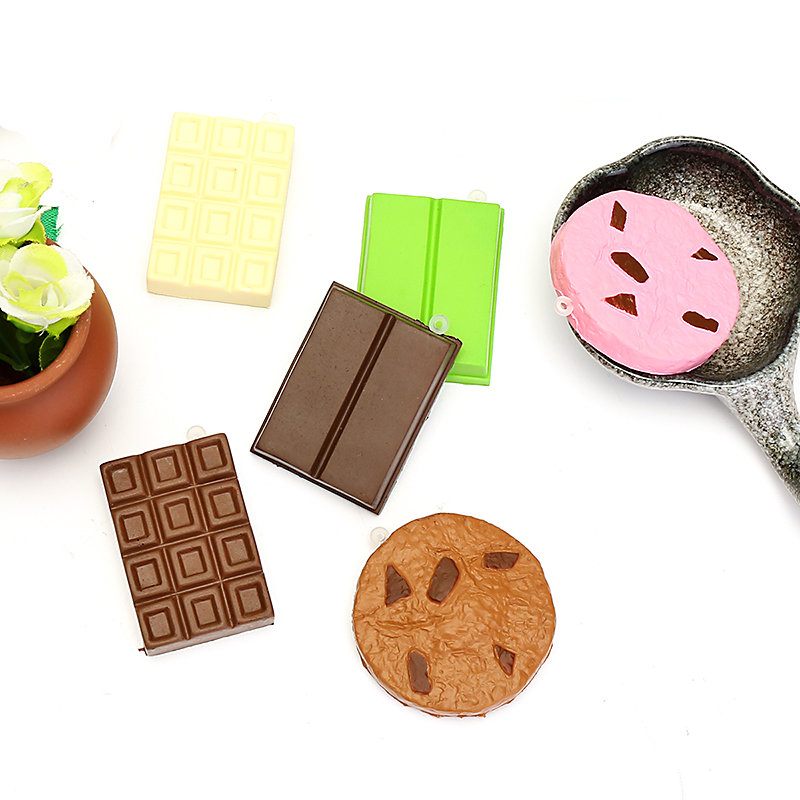 Kawaii Squishy Tag Toys Crack Chocolate Bar Biscuit Cracker Sound Collection Ajándék Dekor Játék