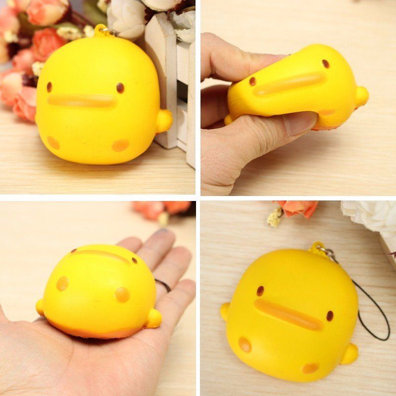 Kawaii Squishy Yellow Duck Puha Aranyos Telefontáska Pántos Játék Ajándék