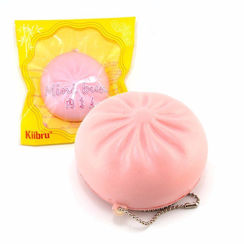 Kiibru Squishy Toy Bun Rózsaszín Sárga Láncos Telefontáska Szíj Ajándék Dekor