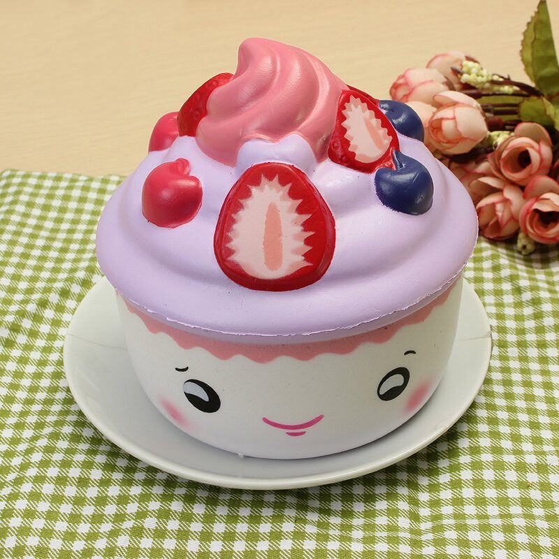 Leilei Squishy Eper Gyümölcs Fagylalt Csésze Cupcake Lassan Kelő Eredeti Csomagolás Gyűjtemény Ajándék