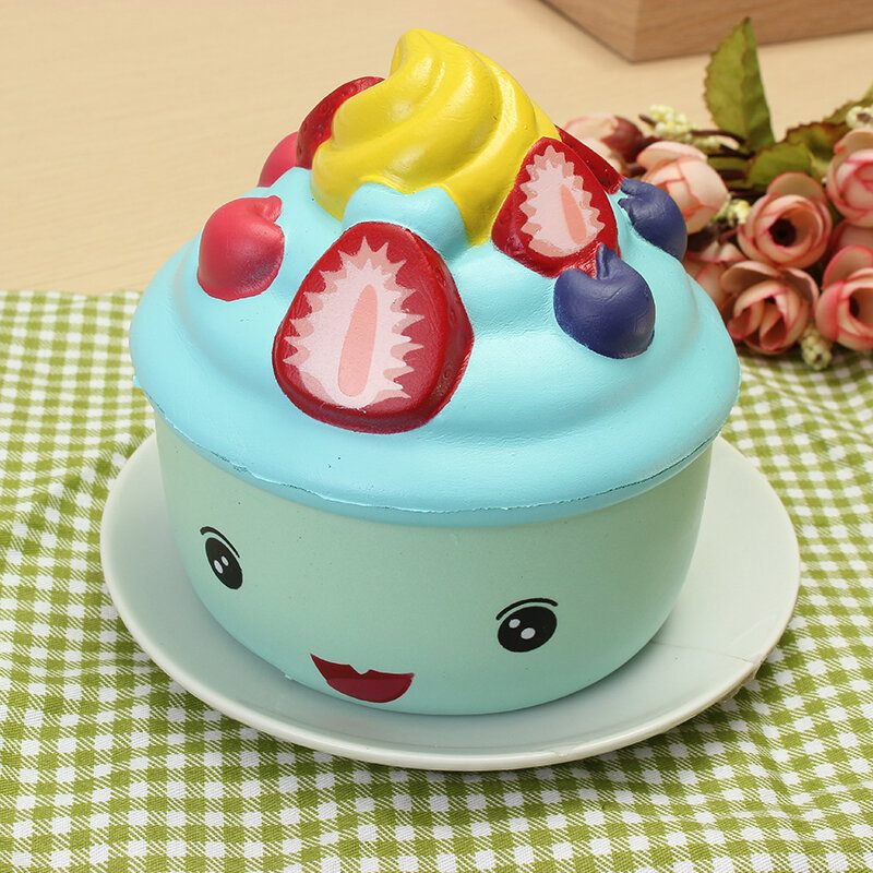 Leilei Squishy Eper Gyümölcs Fagylalt Csésze Cupcake Lassan Kelő Eredeti Csomagolás Gyűjtemény Ajándék