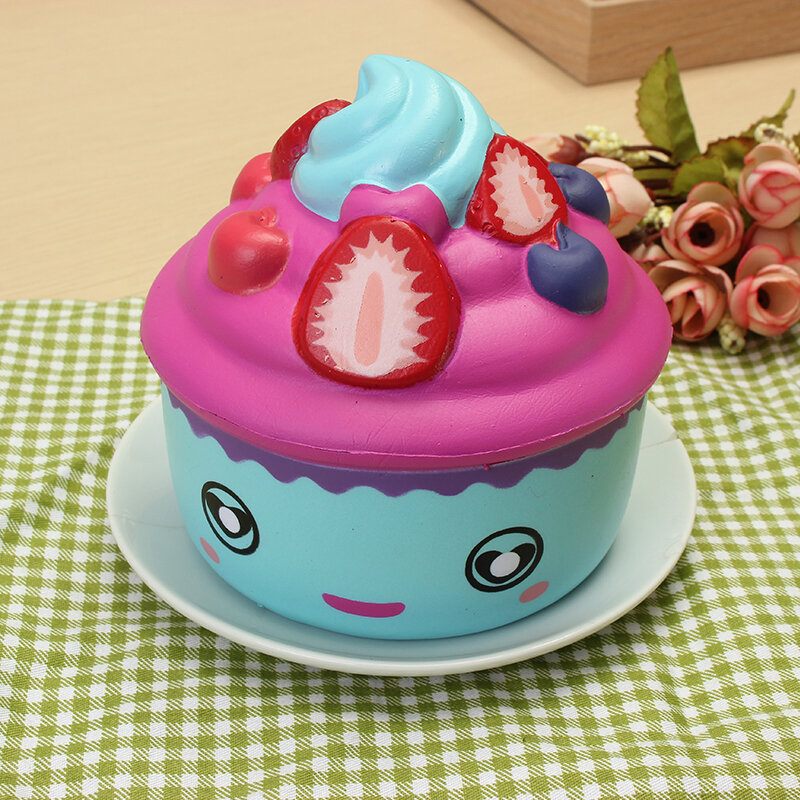 Leilei Squishy Eper Gyümölcs Fagylalt Csésze Cupcake Lassan Kelő Eredeti Csomagolás Gyűjtemény Ajándék