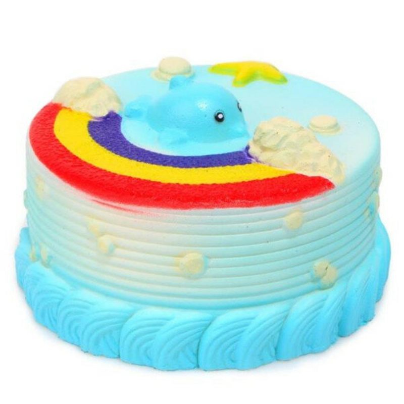 No No Squishy Jumbo Óceán Szivárvány Torta Delfincsillag Lassan Emelkedő Eredeti Csomagolás Dekor Ajándék Játék