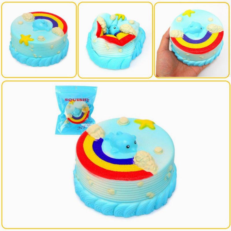 No No Squishy Jumbo Óceán Szivárvány Torta Delfincsillag Lassan Emelkedő Eredeti Csomagolás Dekor Ajándék Játék