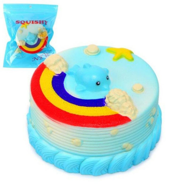 No No Squishy Jumbo Óceán Szivárvány Torta Delfincsillag Lassan Emelkedő Eredeti Csomagolás Dekor Ajándék Játék