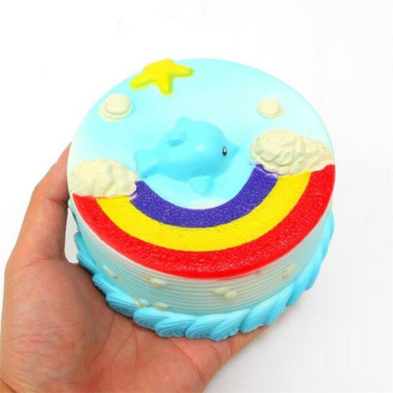 No No Squishy Jumbo Óceán Szivárvány Torta Delfincsillag Lassan Emelkedő Eredeti Csomagolás Dekor Ajándék Játék