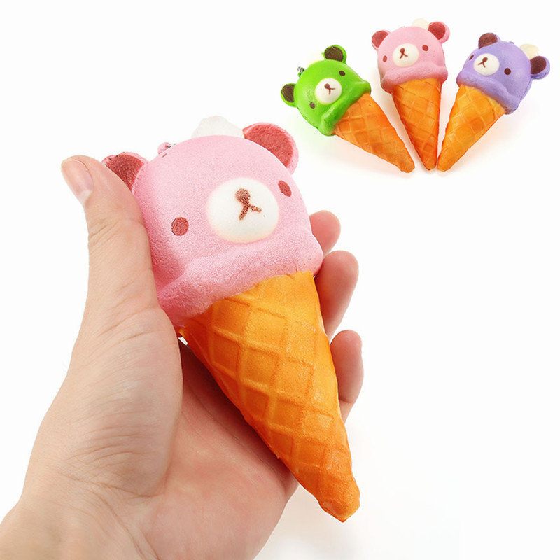 Squishy Ice Cream Bear Puha Lassan Emelkedő Kollekció Ajándék Dekoráció Squish Squeeze Játék