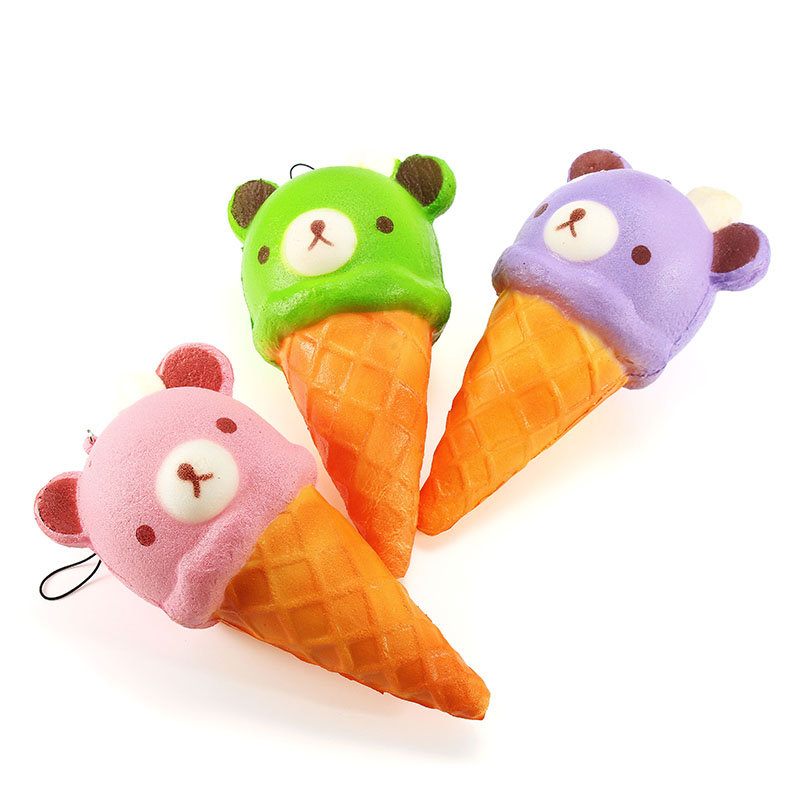 Squishy Ice Cream Bear Puha Lassan Emelkedő Kollekció Ajándék Dekoráció Squish Squeeze Játék