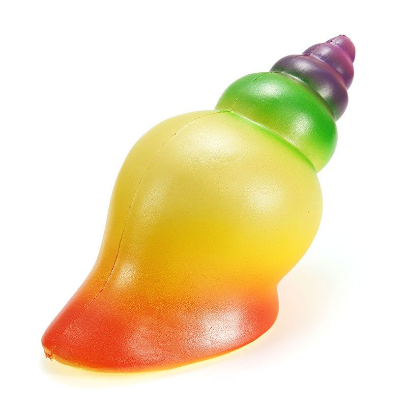 Squishy Szivárványos Kagyló 14 cm-es Lassan Emelkedő Csomagolással Ajándék Dekorációval Puha Összenyomható Játék