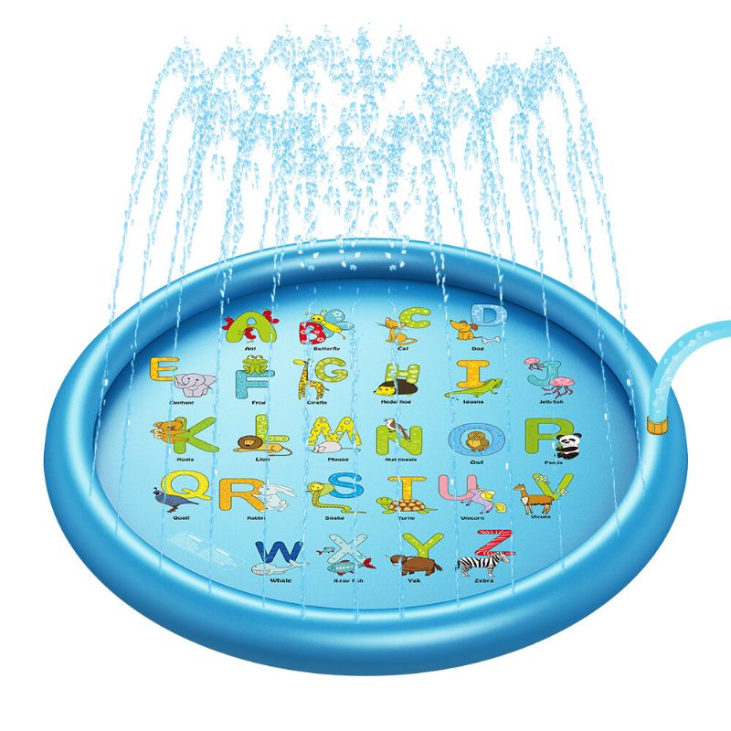 Wevon Splash Pad 67hüvelyk Sprinkle Play Mat Sprinkler Pad Gyerekeknek Öntöző Medence Kültéri Vízi Játékok Tanulási Oktató Vatta Kisgyermekeknek Fiúknak Lányoknak