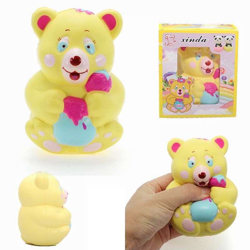 Xinda Squishy Eper Medve Mézesedényt Tartó 12 cm-es Lassan Emelkedő Csomagolással Ajándék Gyűjtemény