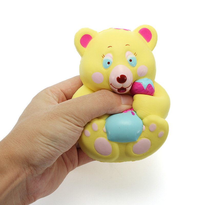 Xinda Squishy Eper Medve Mézesedényt Tartó 12 cm-es Lassan Emelkedő Csomagolással Ajándék Gyűjtemény