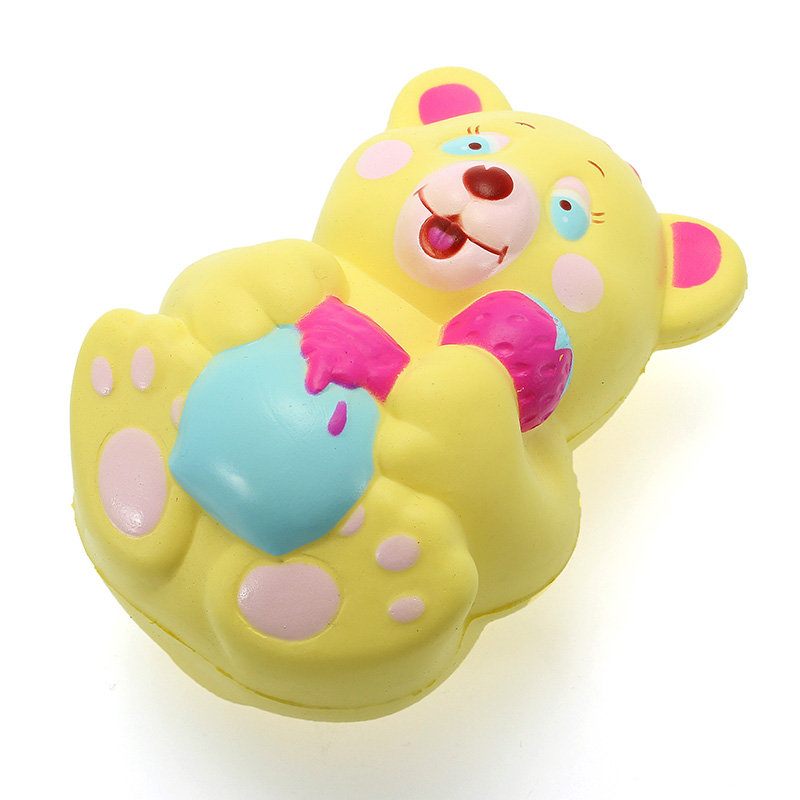 Xinda Squishy Eper Medve Mézesedényt Tartó 12 cm-es Lassan Emelkedő Csomagolással Ajándék Gyűjtemény