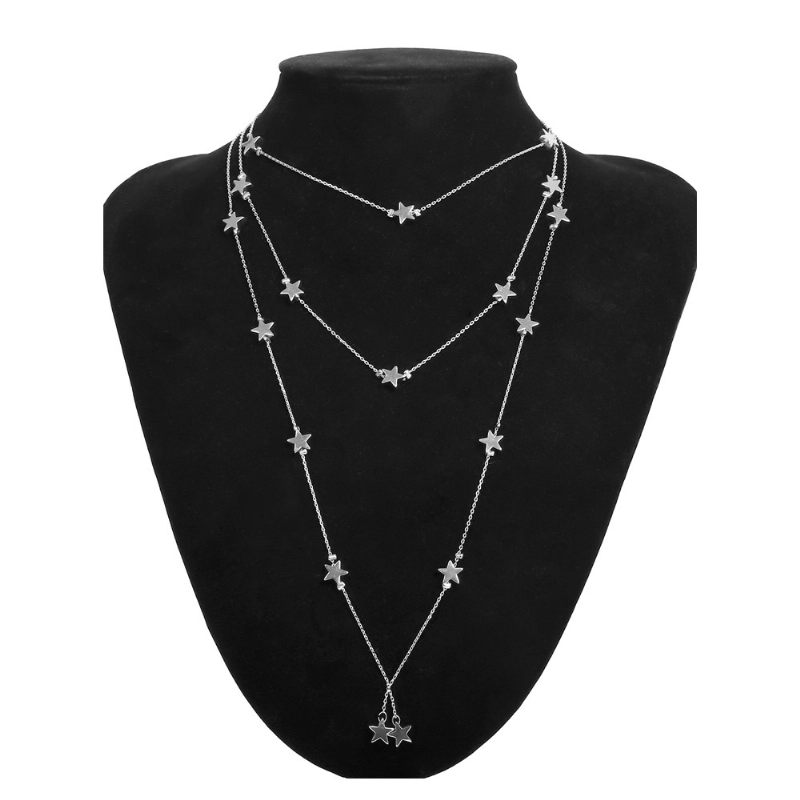 Többrétegű Bojt Nyaklánc Női Medál Star Long Choker Láncos Nőknek És Lányoknak