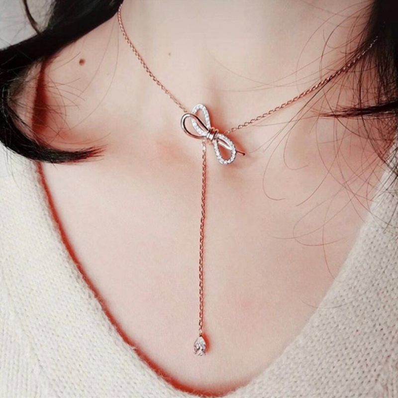 Bow Knot Dainty Choker Arany Nyaklánc Női Ékszer Ajándék Lánc Mesterséges Gyémánttal Elegáns És Gyönyörű Születésnapi Évfordulóra