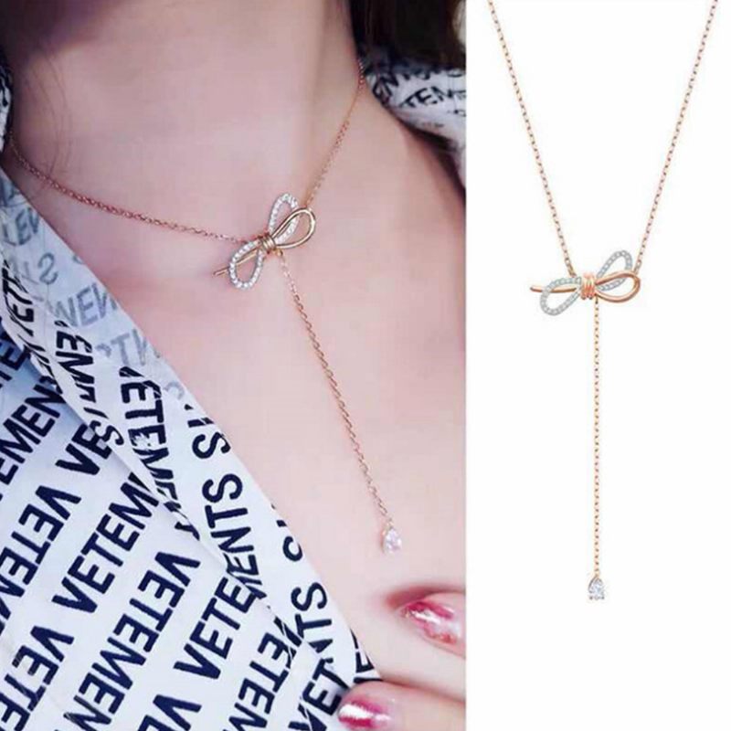 Bow Knot Dainty Choker Arany Nyaklánc Női Ékszer Ajándék Lánc Mesterséges Gyémánttal Elegáns És Gyönyörű Születésnapi Évfordulóra