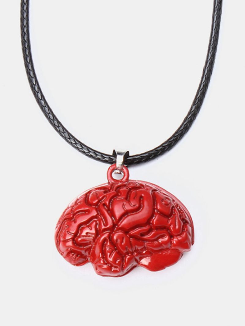 Brain Necklace Alloy Drip Red Halloween