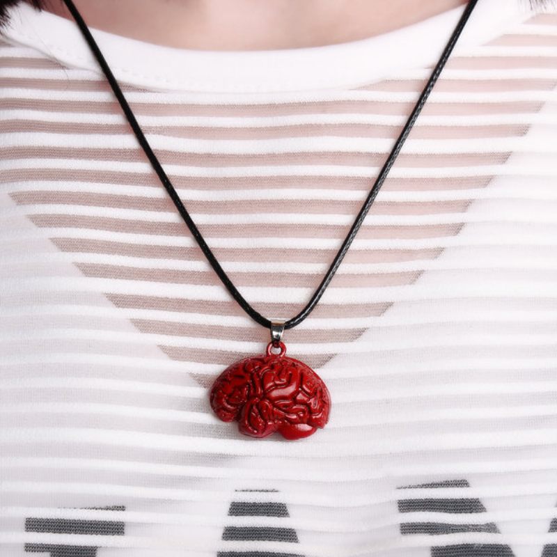 Brain Necklace Alloy Drip Red Halloween