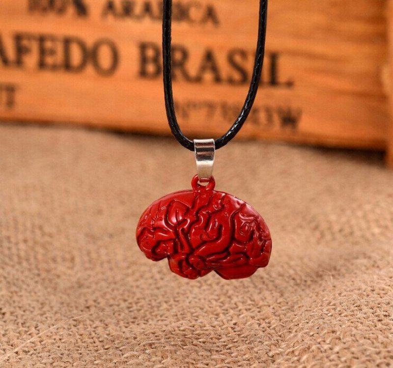 Brain Necklace Alloy Drip Red Halloween