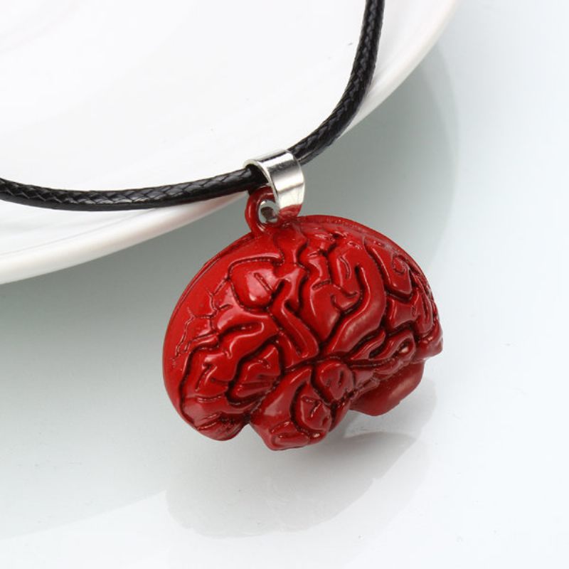 Brain Necklace Alloy Drip Red Halloween