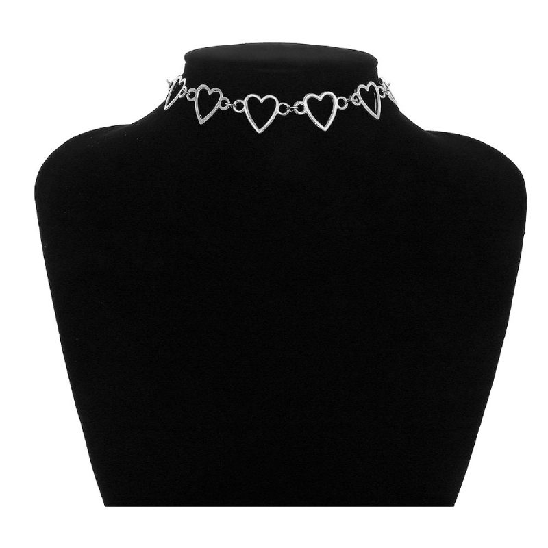 Choker Nyaklánc Lány Női Vájt Szív Alakú Retro Tartós Ötvözet