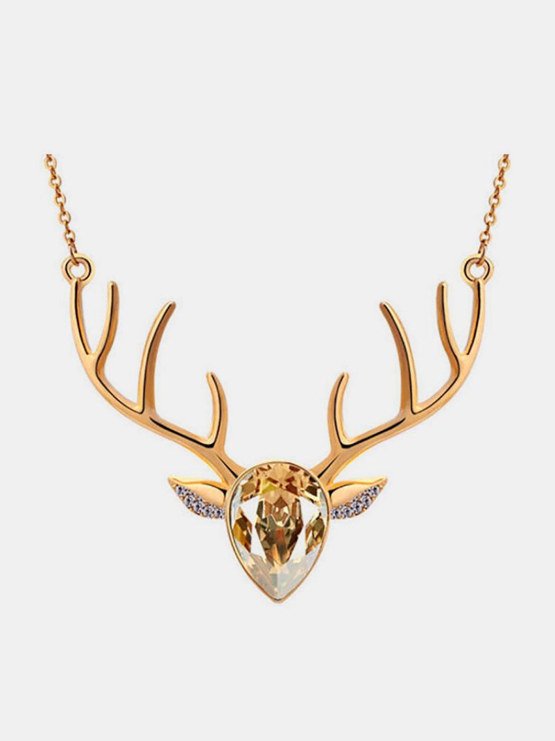 Elegáns Deer Crystal Nyaklánc Sliver Medál Rövid Stílusú Nőknek