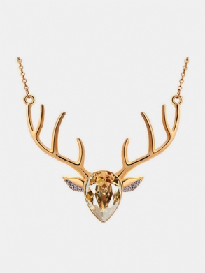 Elegáns Deer Crystal Nyaklánc Sliver Medál Rövid Stílusú Nőknek