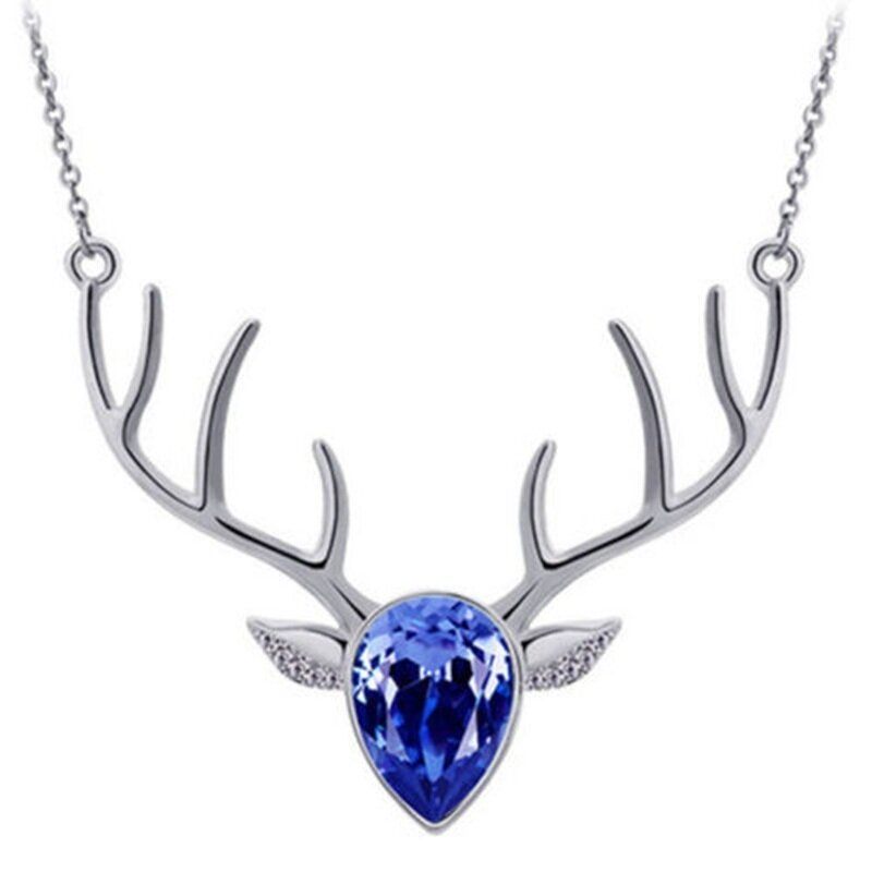 Elegáns Deer Crystal Nyaklánc Sliver Medál Rövid Stílusú Nőknek