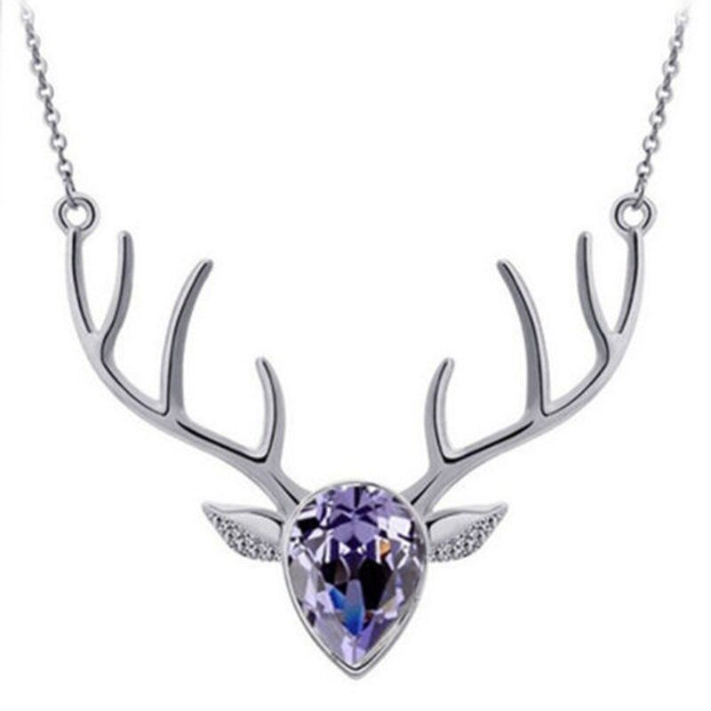 Elegáns Deer Crystal Nyaklánc Sliver Medál Rövid Stílusú Nőknek