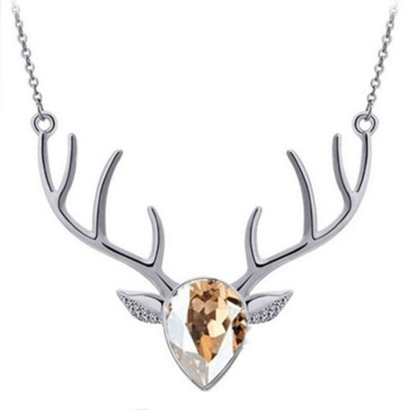 Elegáns Deer Crystal Nyaklánc Sliver Medál Rövid Stílusú Nőknek