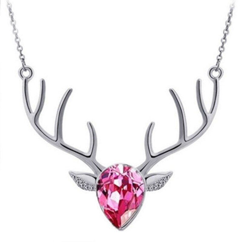 Elegáns Deer Crystal Nyaklánc Sliver Medál Rövid Stílusú Nőknek