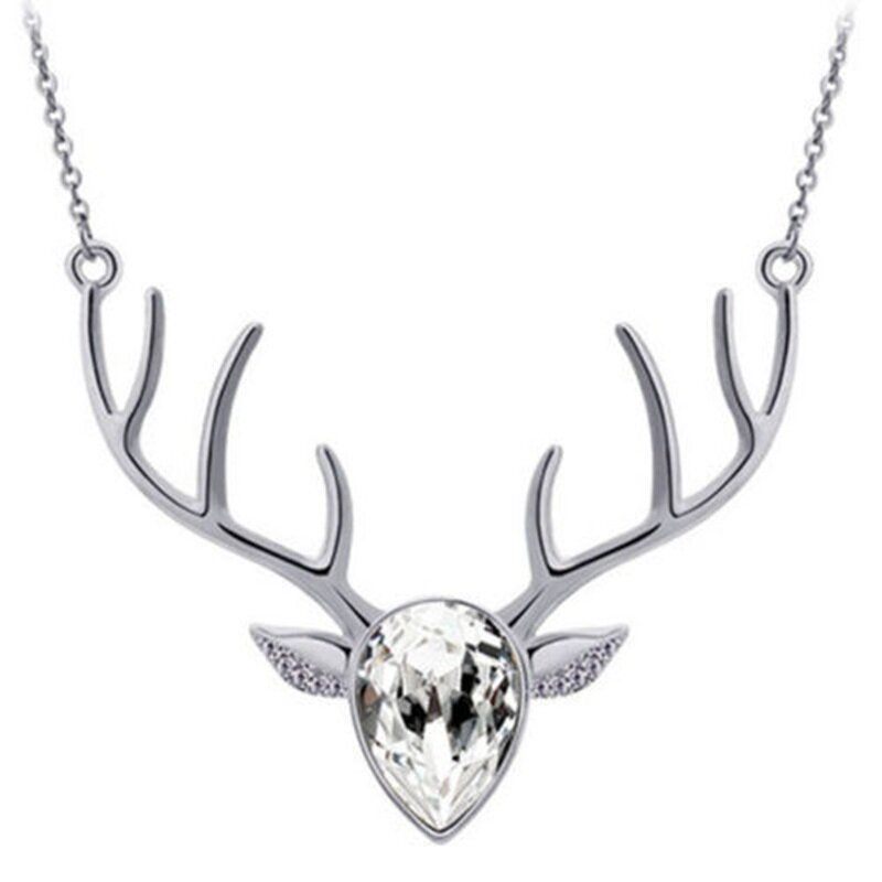 Elegáns Deer Crystal Nyaklánc Sliver Medál Rövid Stílusú Nőknek