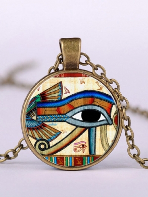 Eye Of Horus Gem Medál Nyaklánc Állítható Fém Lánc Kerek Üveg Női Ékszer Ajándékok