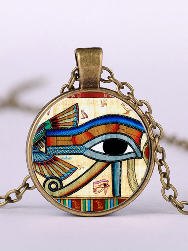 Eye Of Horus Gem Medál Nyaklánc Állítható Fém Lánc Kerek Üveg Női Ékszer Ajándékok